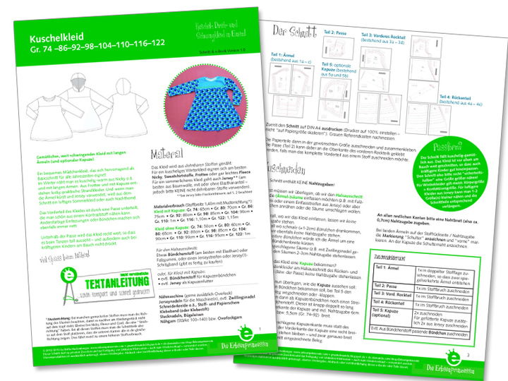 Kuschelkleid • Mädchen Gr. 74 -122 • E-Book und Nähanleitung