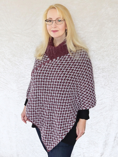 Häkelanleitung Poncho / Überwurf mit Zackenmuster "Chevron"