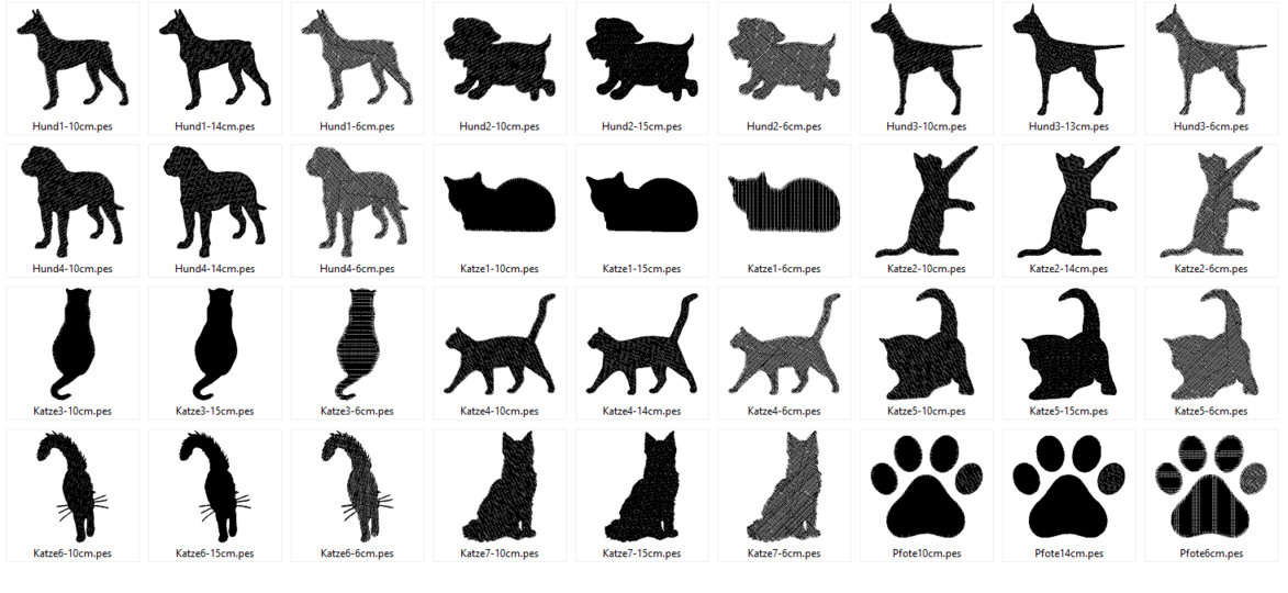 Hund und Katze Silhouette Stickdatei