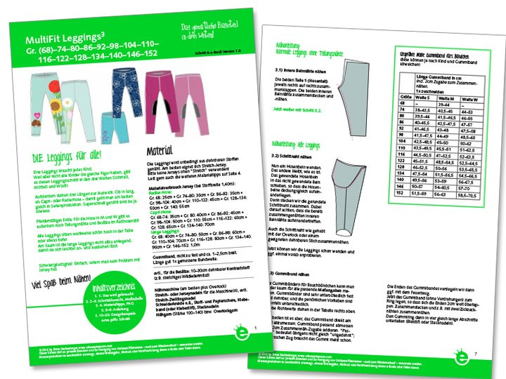 Multifit Leggings • Kinderleggings in 3 Weiten • Gr. 68-152 • Schnittmuster und Nähanleitung