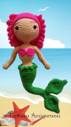 Crochet pattern Floppy the mermaid PDF ternura amigurumi english