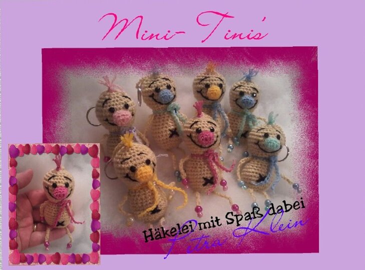 Häkelanleitung Amigurumi / Tini-Minis Schlüsselanhänger / Taschenbaumler