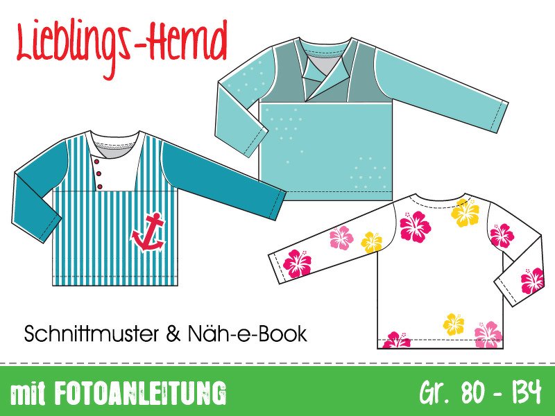 Lieblings-Hemd Kinder • Gr. 80 - 134 • E-Book Schnittmuster und Nähanleitung • unisex •