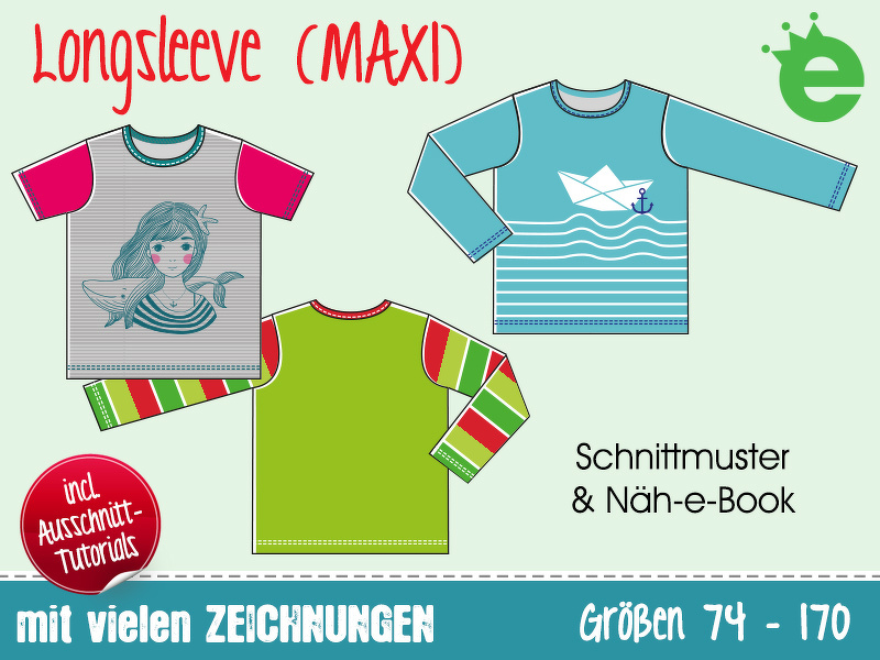 Longsleeve • Kinder-Shirt Gr. 74-170 • E-Book und Schnittmuster unisex