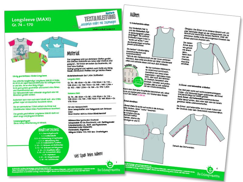 Longsleeve • Kinder-Shirt Gr. 74-170 • E-Book und Schnittmuster unisex - Bild 2