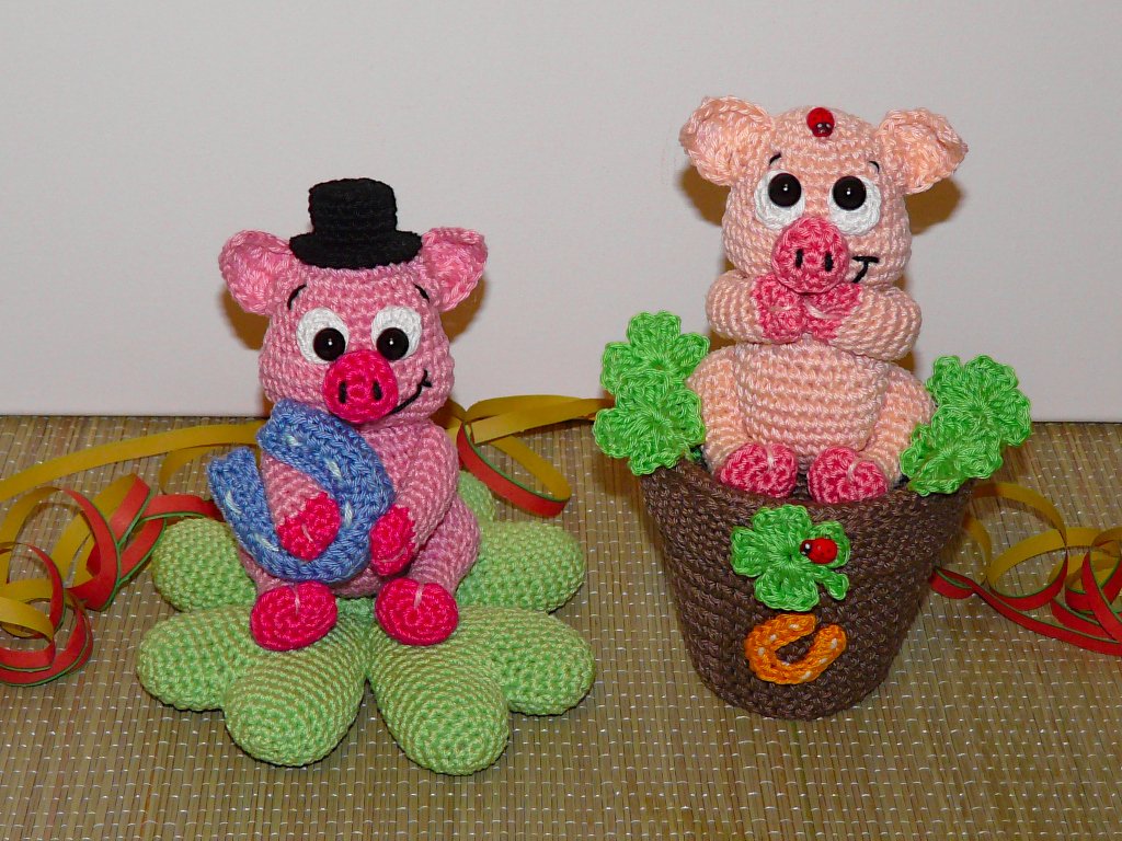 Häkelanleitung Glücksschweine