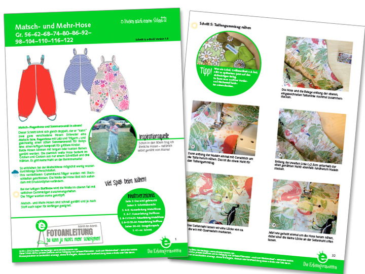 Matsch- und Mehr-Hose • Gr. 56 - 122 • für Babys und Kinder • E-Book und Schnittmuster / Nähanleitung