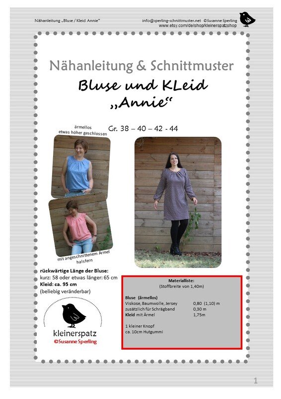 Nähanleitung und Schnittmuster Kleid Annie