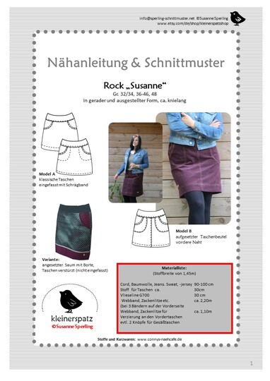 Nähanleitung und Schnittmuster: Rock Susanne