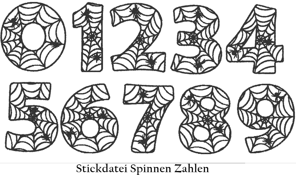Spinnen Zahlen Stickdatei