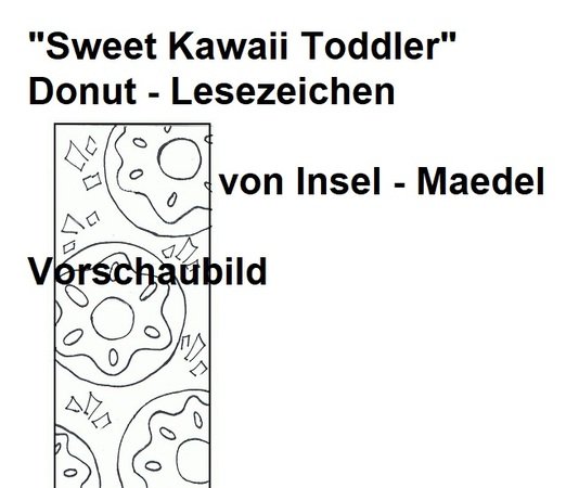 Ausmalbild Sweet Kawaii Toddler Donut Lesezeichen