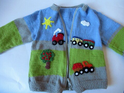 Strickanleitung Kinderjacke Eisenbahn Größen 80/86 und 92