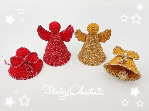 Häkelanleitung Weihnachtsdeko Glocke und Engel