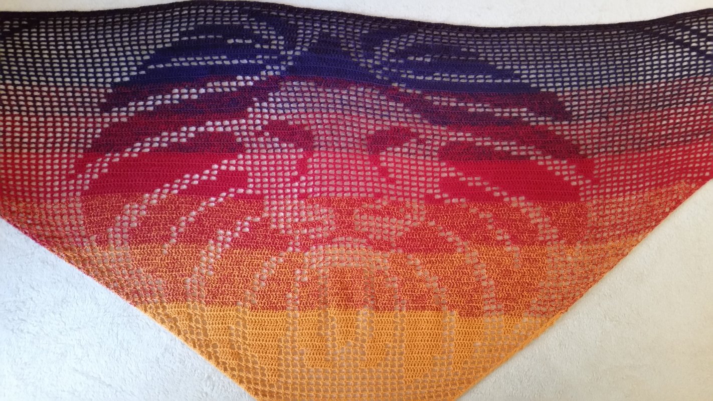 Motivtuch Löwenkopf, Dreieckstuch, Häkelanleitung