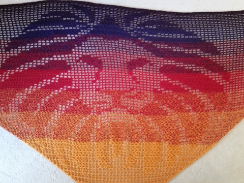 Löwenkopf, Motivtuch, Häkeltuch, Dreieckstuch