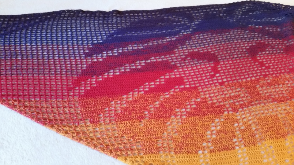 Löwenkopf, Motivtuch, Häkeltuch, Dreieckstuch