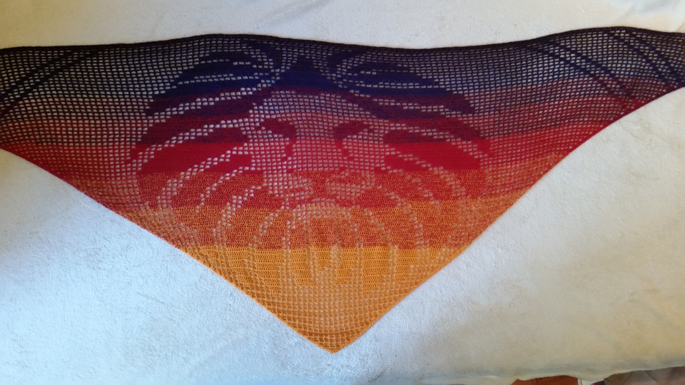 Löwenkopf, Motivtuch, Häkeltuch, Dreieckstuch