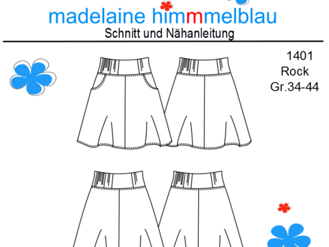 1401 Schnittmuster Damenrock Taschen Sommerrock A-Linie Rock Gr.34-44 PDF