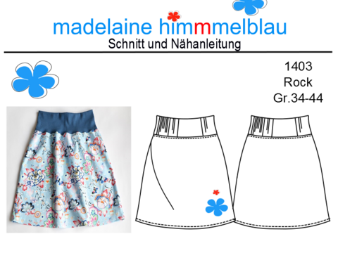 1403 Schnittmuster Damenrock schnell einfacher Rock Sommerrock Gr.34-44 PDF