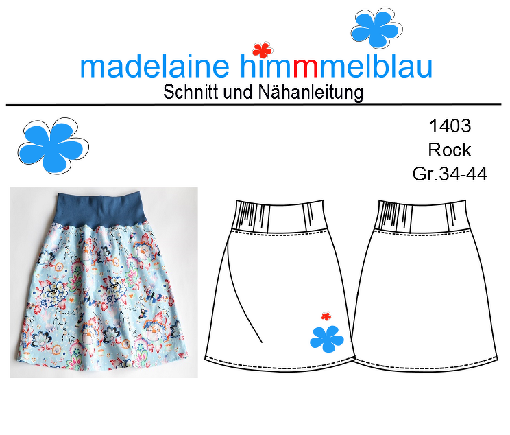 1403 Schnittmuster Damenrock schnell einfacher Rock Sommerrock Gr.34-44 PDF