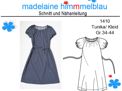 1410 Schnittmuster Damenkleid Sommerkleid einfaches Kleid Gr.34-44 PDF