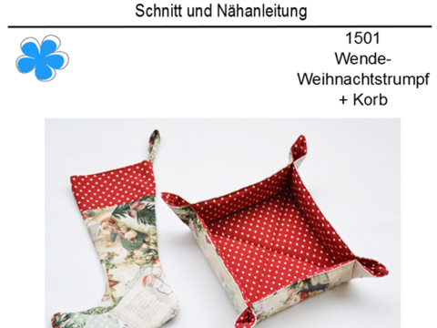 1501 Schnittmuster Weihnachtsstrumpf Nikolaus Servietten Korb je 2 Gr. PDF