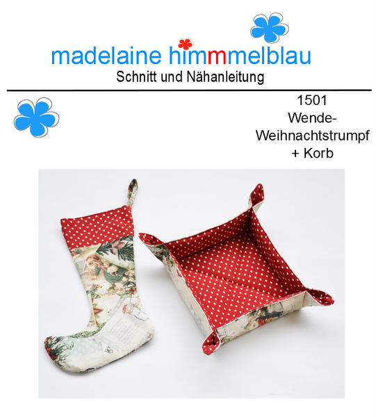 1501 Schnittmuster Weihnachtsstrumpf Nikolaus Servietten Korb je 2 Gr. PDF