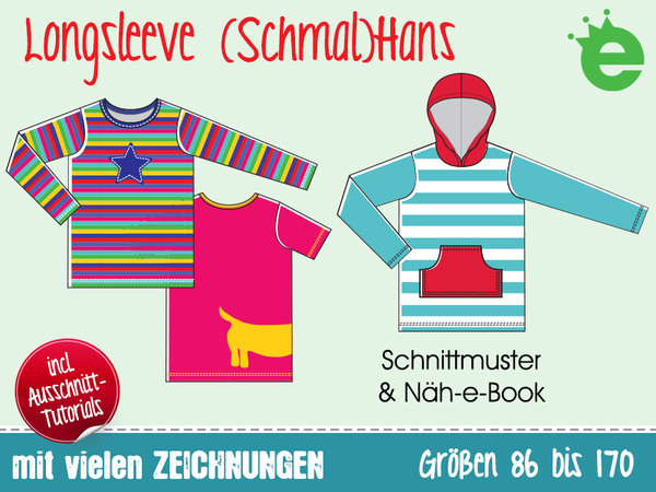 Longsleeve (Schmal)Hans • Kinder-Shirt Gr. 86-170 • E-Book und Schnittmuster