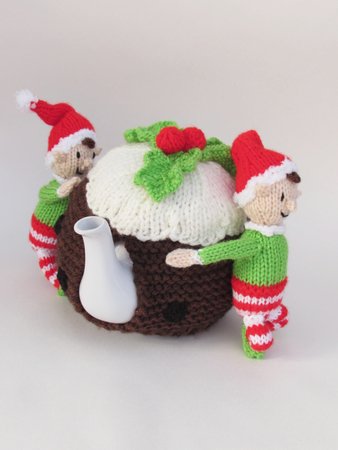 Pattern Elves and Christmas Pudding Tea Cosy