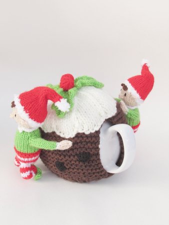 Pattern Elves and Christmas Pudding Tea Cosy