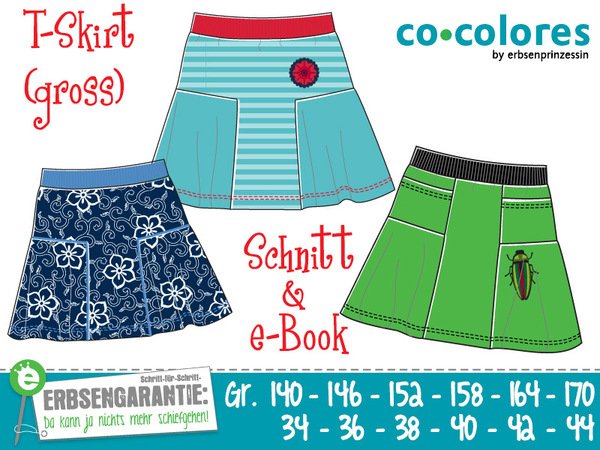 T-Skirt Jerseyrock • Gr 140–170 & 34–44 • Näh-E-Book, Schnittmuster • Nähanleitung