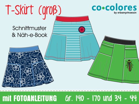 T-Skirt Jerseyrock • Gr 140–170 & 34–44 • Näh-E-Book, Schnittmuster • Nähanleitung