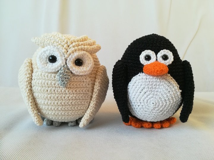 Weihnachtsparade 1 - Pinguin und Eule - Häkelanleitung