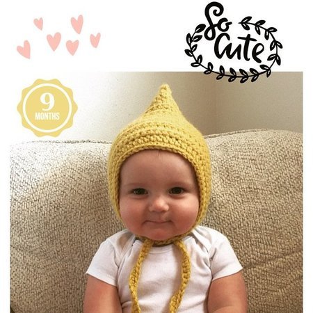 Crocheted baby pixie hat