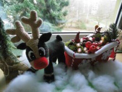 Rentinchen mit Schlitten