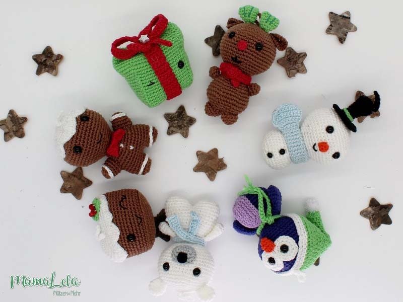 Weihnachtsanhänger S1  Eisbär-Eule-Schneemann-Rentier-Geschenk-Lebkuchen