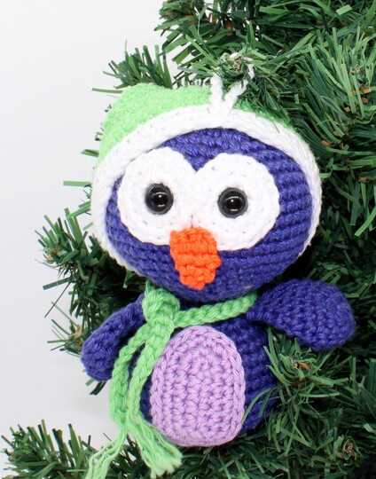 Weihnachtlicher Anhänger EULE - Häkelanleitung