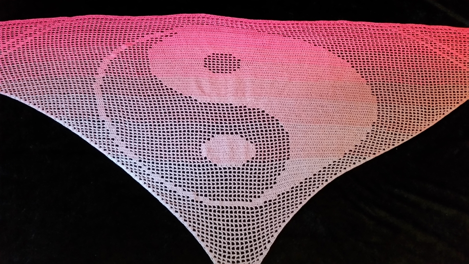 Yin Yang, Motivtuch, Häkeltuch, Dreieckstuch