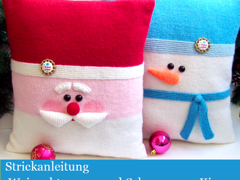 176DE Strickanleitung Santa und Schneemann Kissen - PDF Zabelina CP