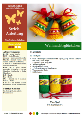 088DE Strickanleitung Weihnachtsglöckchen - PDF Zabelina CP