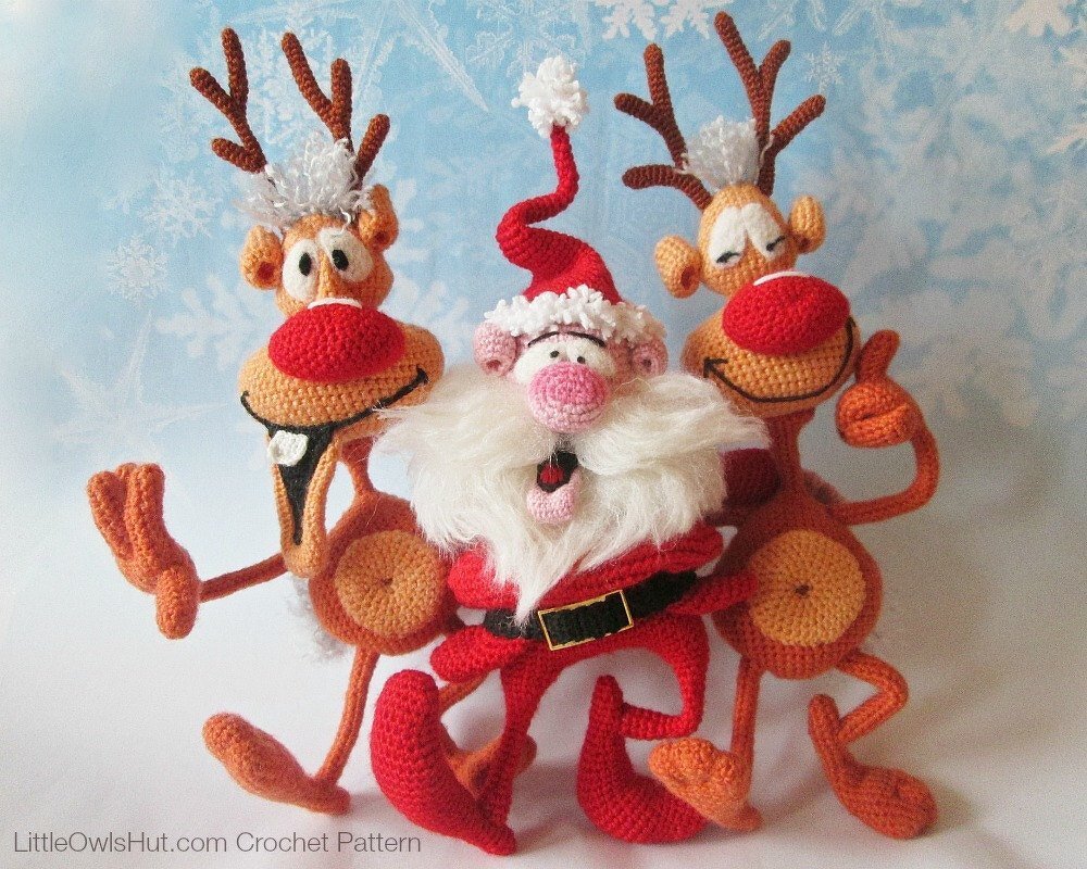 S03DE Häkelanleitung Paket "Santa und Rentiere" - Amigurumi PDF Bakaeva CP