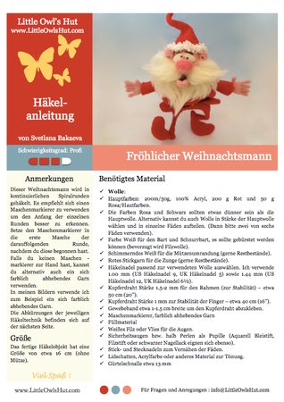 S03DE Häkelanleitung Paket "Santa und Rentiere" - Amigurumi PDF Bakaeva CP