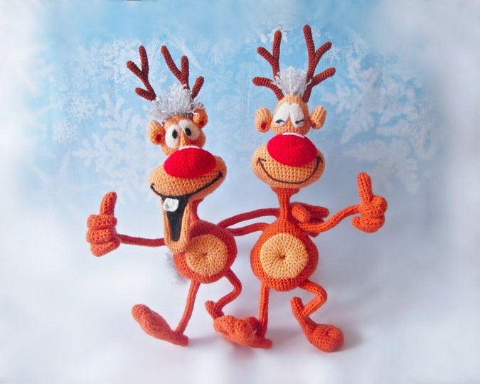 S03DE Häkelanleitung Paket "Santa und Rentiere" - Amigurumi PDF Bakaeva CP