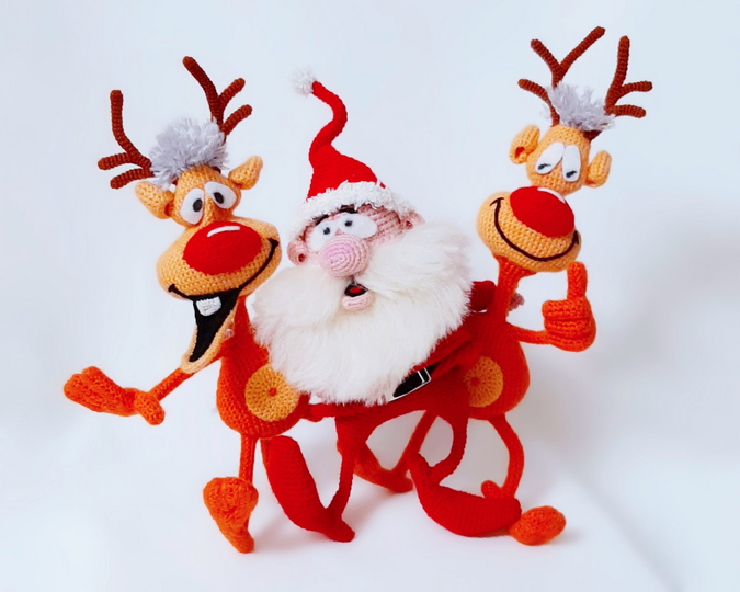 S03DE Häkelanleitung Paket "Santa und Rentiere" - Amigurumi PDF Bakaeva CP