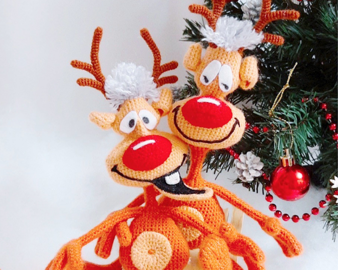 S03DE Häkelanleitung Paket "Santa und Rentiere" - Amigurumi PDF Bakaeva CP