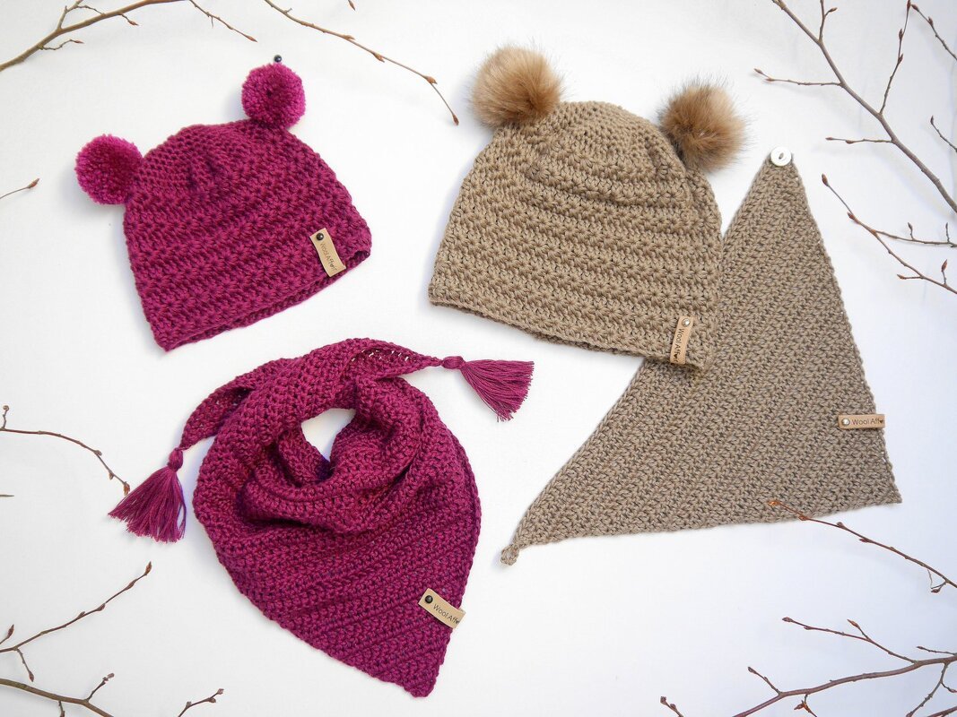 Crochet Pattern – Asterisk Set – Cap &amp; Scarf – no.210E