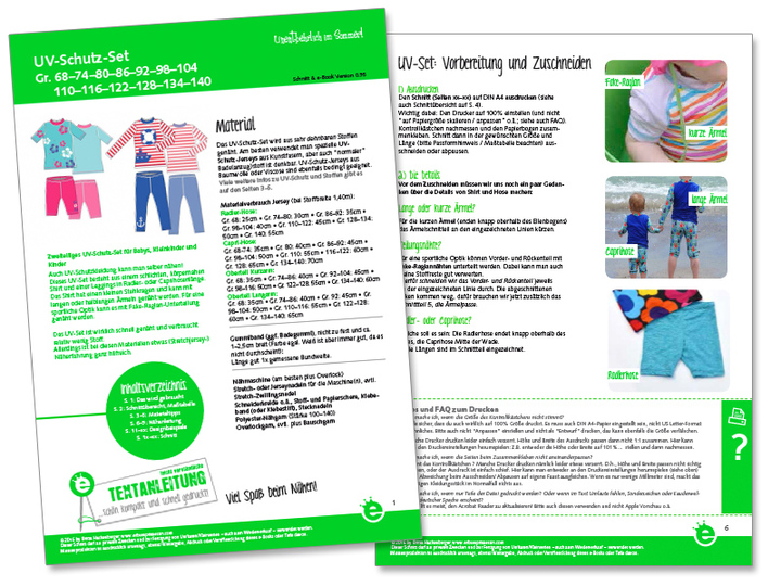 UV-Schutz-Shirt und Leggings • Gr. 68 - 140 • E-Book & Schnittmuster