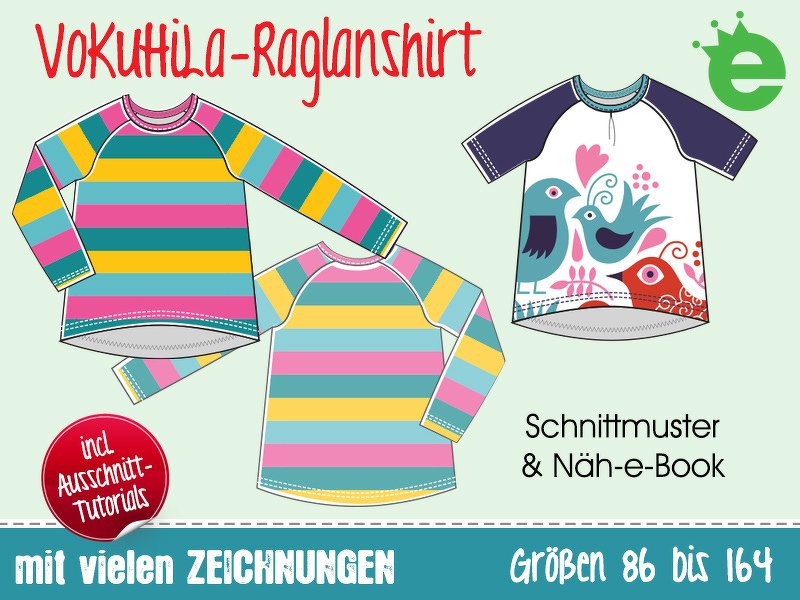 VoKuHiLa-Raglanshirt • Gr. 86-164 • Näh-E-Book und Schnittmuster