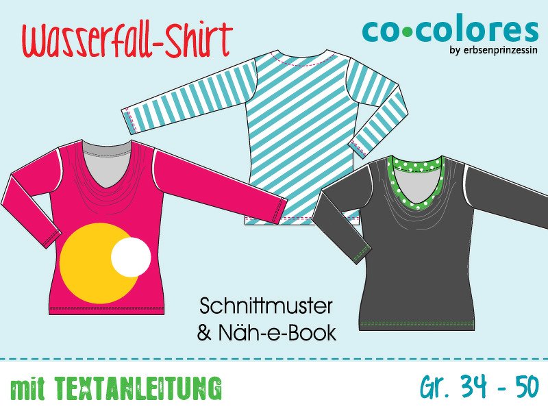 Wasserfallshirt • Gr. 34-50 • Näh-E-Book &amp; Schnittmuster für Damen