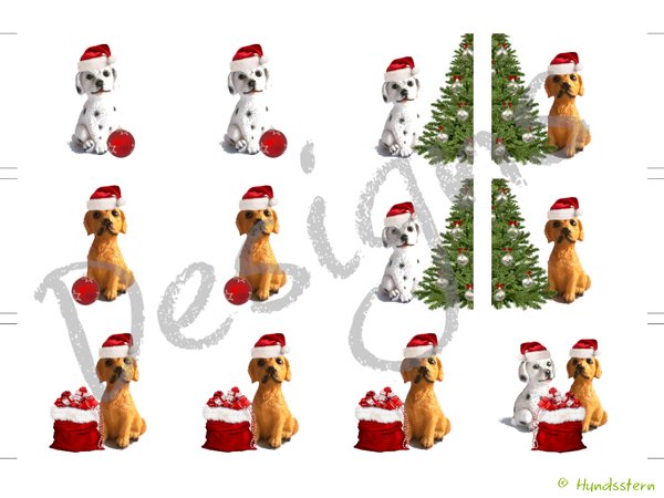 Deco stickers Christmas dogs template+instructions